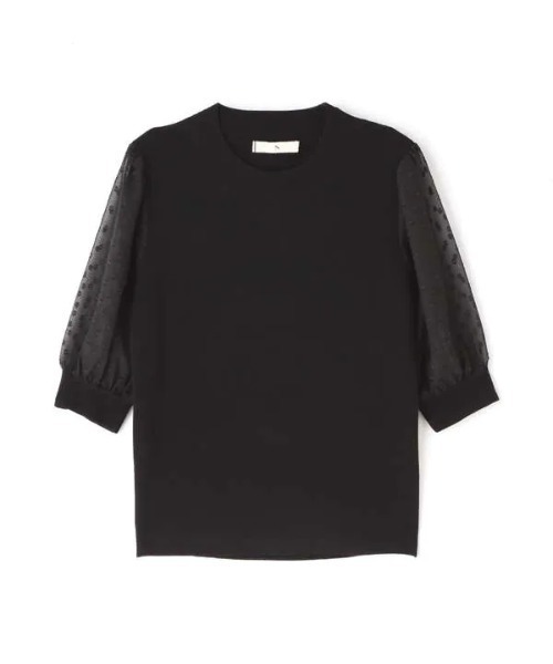 N.(N. Natural Beauty Basic)(エヌエヌナチュラルビューティーベーシック)の「【追加生産】◆シアースリーブニット(ニット/セーター・レディース・ブラック/オフホワイト・MEDIUM)」の10枚目の写真