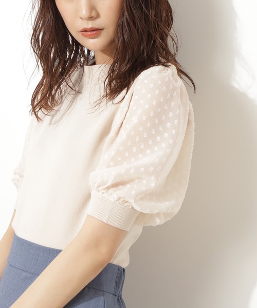 N.(N. Natural Beauty Basic)(エヌエヌナチュラルビューティーベーシック)の「【追加生産】◆シアースリーブニット(ニット/セーター・レディース・ブラック/オフホワイト・MEDIUM)」の15枚目の写真