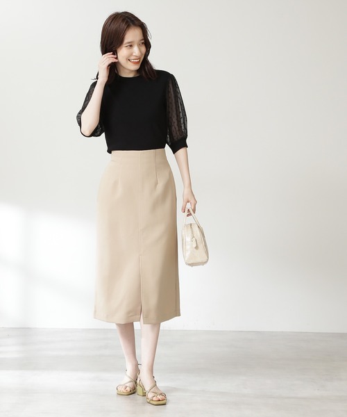 N.(N. Natural Beauty Basic)(エヌエヌナチュラルビューティーベーシック)の「【追加生産】◆シアースリーブニット(ニット/セーター・レディース・ブラック/オフホワイト・MEDIUM)」の17枚目の写真