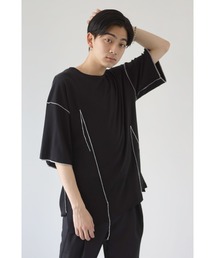 CREARE -LINO- | 【2021春夏】配色 アウトロック  アシメデザイン オーバーサイズ Tシャツ(Tシャツ/カットソー)
