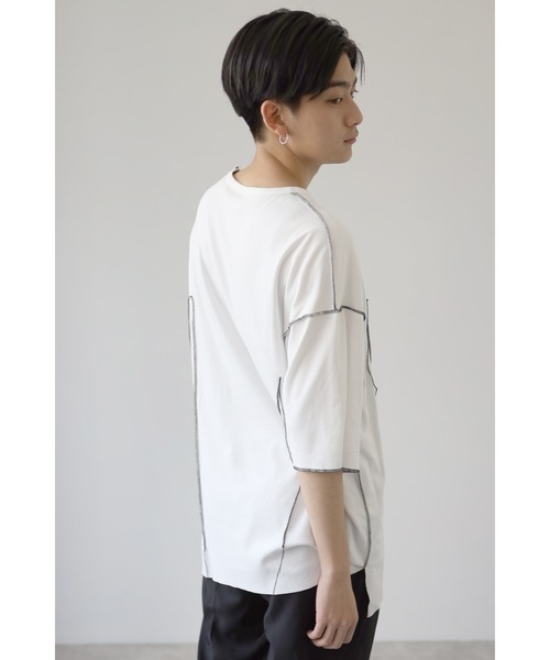 CREARE -LINO-（クレアーレリノ）の「配色 アウトロック  アシメデザイン オーバーサイズ Tシャツ（Tシャツ/カットソー・メンズ・ホワイト/ブラック・FREE）」の5枚目の写真
