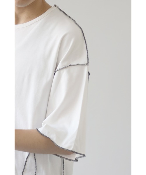CREARE -LINO-（クレアーレリノ）の「配色 アウトロック  アシメデザイン オーバーサイズ Tシャツ（Tシャツ/カットソー・メンズ・ホワイト/ブラック・FREE）」の7枚目の写真