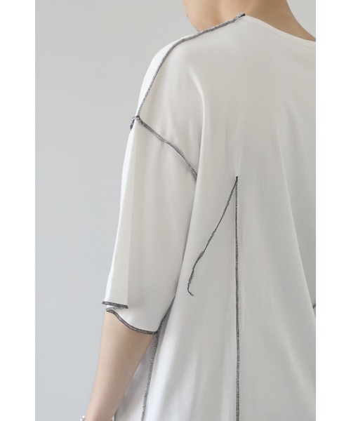 CREARE -LINO-（クレアーレリノ）の「配色 アウトロック  アシメデザイン オーバーサイズ Tシャツ（Tシャツ/カットソー・メンズ・ホワイト/ブラック・FREE）」の9枚目の写真