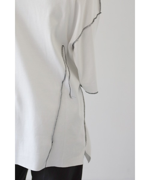 CREARE -LINO-（クレアーレリノ）の「配色 アウトロック  アシメデザイン オーバーサイズ Tシャツ（Tシャツ/カットソー・メンズ・ホワイト/ブラック・FREE）」の10枚目の写真