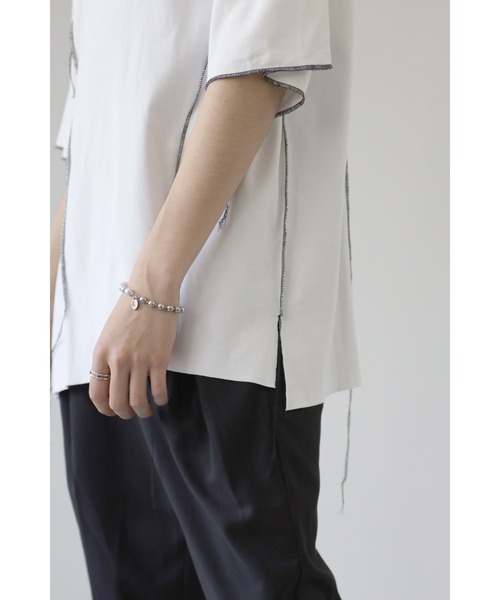 CREARE -LINO-（クレアーレリノ）の「配色 アウトロック  アシメデザイン オーバーサイズ Tシャツ（Tシャツ/カットソー・メンズ・ホワイト/ブラック・FREE）」の12枚目の写真