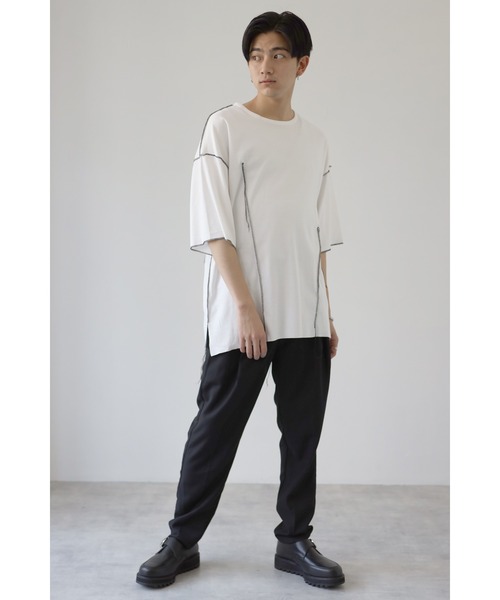 CREARE -LINO-（クレアーレリノ）の「配色 アウトロック  アシメデザイン オーバーサイズ Tシャツ（Tシャツ/カットソー・メンズ・ホワイト/ブラック・FREE）」の13枚目の写真