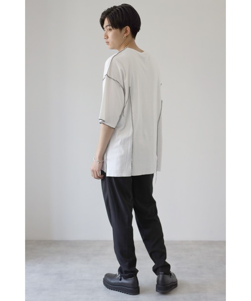 CREARE -LINO-（クレアーレリノ）の「配色 アウトロック  アシメデザイン オーバーサイズ Tシャツ（Tシャツ/カットソー・メンズ・ホワイト/ブラック・FREE）」の14枚目の写真