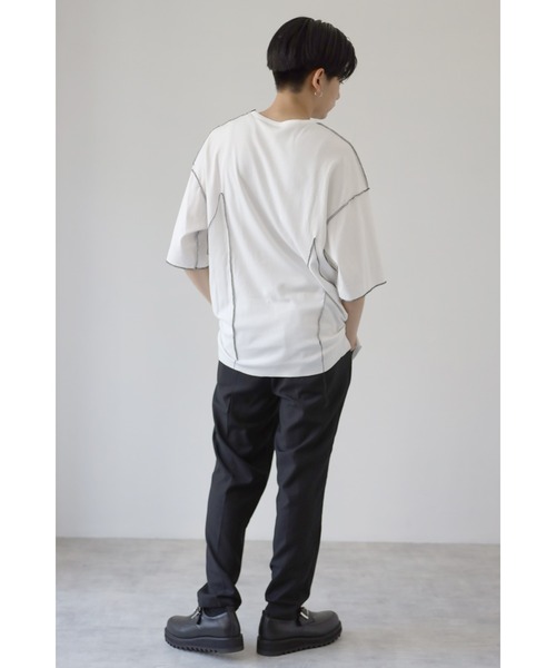 CREARE -LINO-（クレアーレリノ）の「配色 アウトロック  アシメデザイン オーバーサイズ Tシャツ（Tシャツ/カットソー・メンズ・ホワイト/ブラック・FREE）」の15枚目の写真