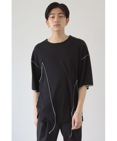 CREARE -LINO-（クレアーレリノ）の「配色 アウトロック  アシメデザイン オーバーサイズ Tシャツ（Tシャツ/カットソー・メンズ・ホワイト/ブラック・FREE）」の16枚目の写真