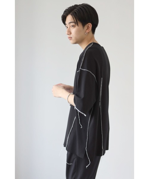 CREARE -LINO-（クレアーレリノ）の「配色 アウトロック  アシメデザイン オーバーサイズ Tシャツ（Tシャツ/カットソー・メンズ・ホワイト/ブラック・FREE）」の17枚目の写真