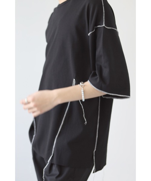 CREARE -LINO-（クレアーレリノ）の「配色 アウトロック  アシメデザイン オーバーサイズ Tシャツ（Tシャツ/カットソー・メンズ・ホワイト/ブラック・FREE）」の22枚目の写真