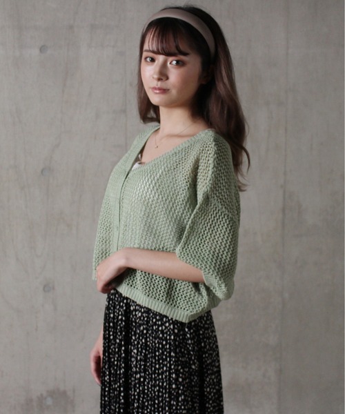 one way（ワンウェイ）の「【oneway】メッシュアミショートカーデ（カーディガン/ボレロ・レディース・ホワイト/ベージュ/ライトグレー/ライトグリーン・FREE）」の4枚目の写真