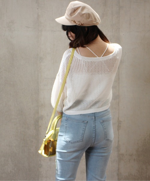 one way（ワンウェイ）の「【oneway】メッシュアミショートカーデ（カーディガン/ボレロ・レディース・ホワイト/ベージュ/ライトグレー/ライトグリーン・FREE）」の13枚目の写真