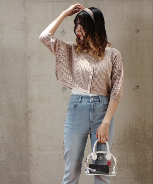 one way（ワンウェイ）の「【oneway】メッシュアミショートカーデ（カーディガン/ボレロ・レディース・ホワイト/ベージュ/ライトグレー/ライトグリーン・FREE）」の18枚目の写真