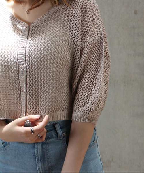 one way（ワンウェイ）の「【oneway】メッシュアミショートカーデ（カーディガン/ボレロ・レディース・ホワイト/ベージュ/ライトグレー/ライトグリーン・FREE）」の21枚目の写真