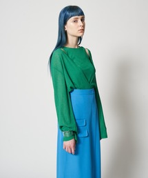 シアーリブVネックレイヤードトップス