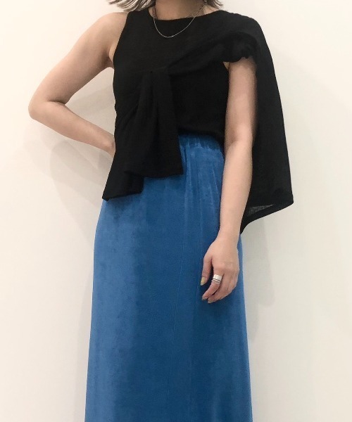 Solace（ソレイス）の「シアーリブVネックレイヤードトップス（Tシャツ/カットソー・レディース・グリーン/ホワイト/ブラック・FREE）」の14枚目の写真