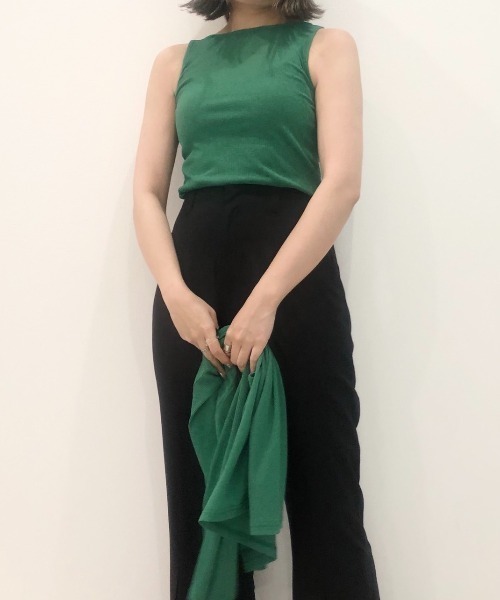 Solace（ソレイス）の「シアーリブVネックレイヤードトップス（Tシャツ/カットソー・レディース・グリーン/ホワイト/ブラック・FREE）」の5枚目の写真