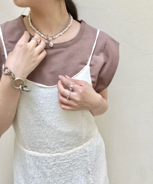 Kastane（カスタネ）の「ペーパータッチタンク（Tシャツ/カットソー・レディース・オフホワイト/オレンジ/パープル/モカ・FREE）」の3枚目の写真