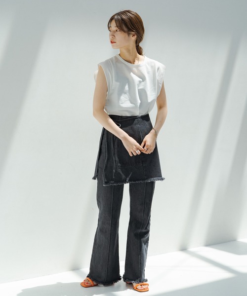 Kastane（カスタネ）の「ペーパータッチタンク（Tシャツ/カットソー・レディース・オフホワイト/オレンジ/パープル/モカ・FREE）」の5枚目の写真