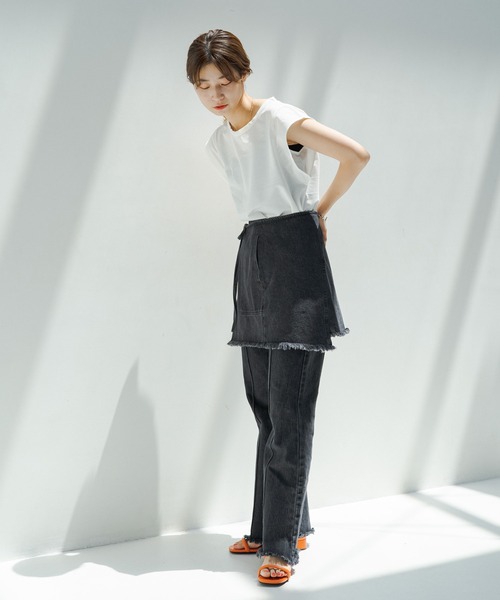 Kastane（カスタネ）の「ペーパータッチタンク（Tシャツ/カットソー・レディース・オフホワイト/オレンジ/パープル/モカ・FREE）」の6枚目の写真