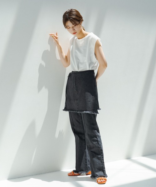 Kastane（カスタネ）の「ペーパータッチタンク（Tシャツ/カットソー・レディース・オフホワイト/オレンジ/パープル/モカ・FREE）」の8枚目の写真