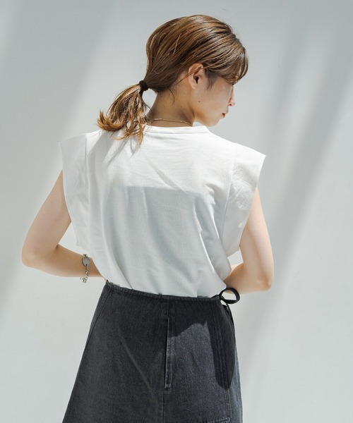 Kastane（カスタネ）の「ペーパータッチタンク（Tシャツ/カットソー・レディース・オフホワイト/オレンジ/パープル/モカ・FREE）」の9枚目の写真