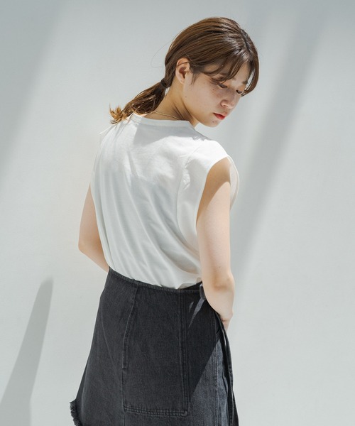 Kastane（カスタネ）の「ペーパータッチタンク（Tシャツ/カットソー・レディース・オフホワイト/オレンジ/パープル/モカ・FREE）」の10枚目の写真