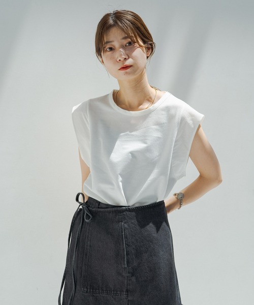 Kastane（カスタネ）の「ペーパータッチタンク（Tシャツ/カットソー・レディース・オフホワイト/オレンジ/パープル/モカ・FREE）」の11枚目の写真