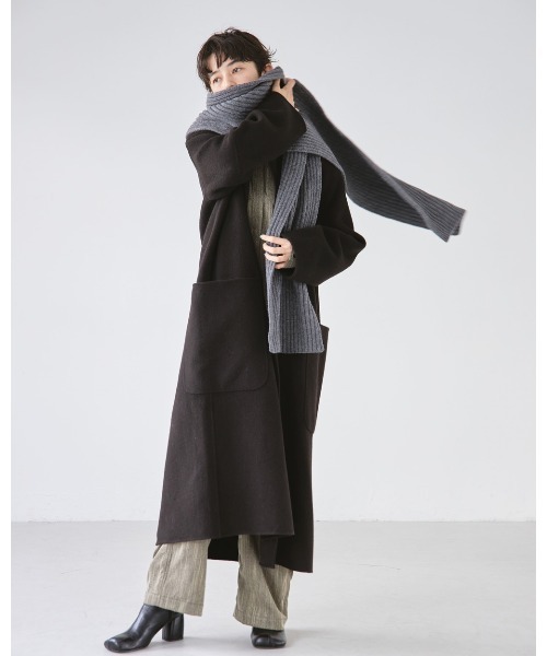 TODAYFUL(トゥデイフル)の「ウールリブストール(マフラー・レディース・チャコールグレー/グレイッシュベージュ/キナリ・FREE)」の7枚目の写真