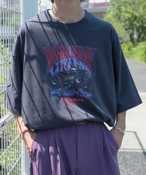 Perushu（ペルーシュ）の「モンスターペルーシュTシャツ（Tシャツ/カットソー・メンズ・パープル/チャコールグレー・MEDIUM/LARGE）」の2枚目の写真