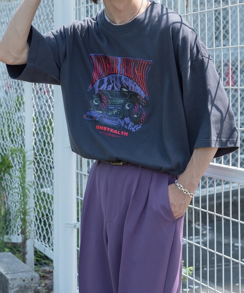 Perushu（ペルーシュ）の「モンスターペルーシュTシャツ（Tシャツ/カットソー・メンズ・パープル/チャコールグレー・MEDIUM/LARGE）」の14枚目の写真