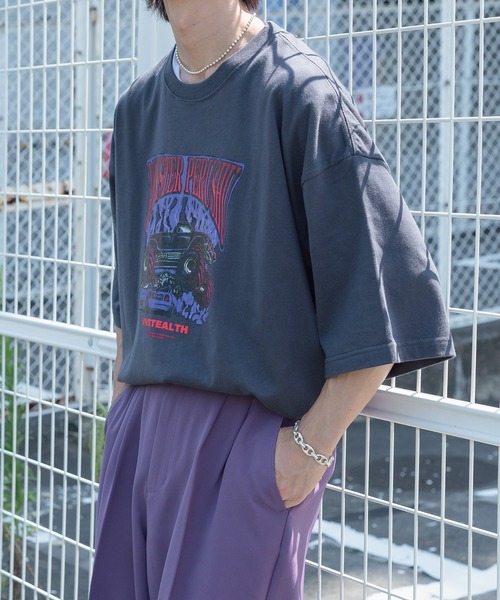 Perushu（ペルーシュ）の「モンスターペルーシュTシャツ（Tシャツ/カットソー・メンズ・パープル/チャコールグレー・MEDIUM/LARGE）」の4枚目の写真