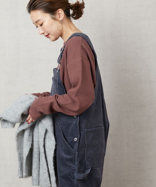 FREAK'S STORE（フリークスストア）の「▽【WEB限定】ワッフルチュニックプルオーバー（Tシャツ/カットソー・レディース・ブルー/レッド系/ブラウン/ライトグレー/ブラック/グリーン/ナチュラル/パープル/イエロー・ﾌﾘ-）」の9枚目の写真