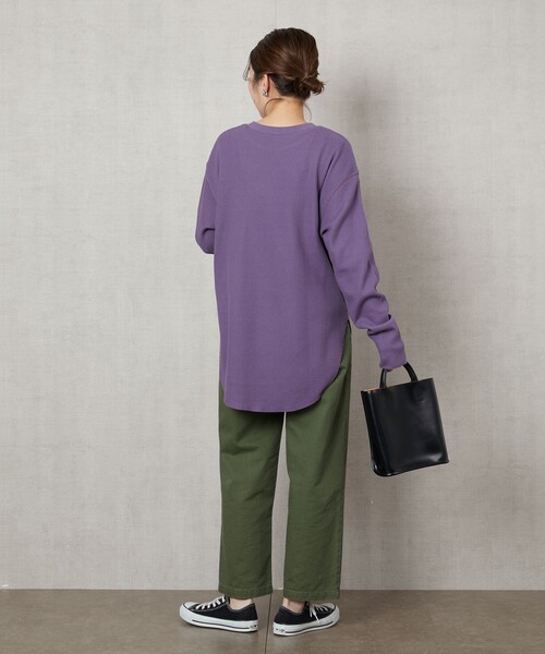 FREAK'S STORE（フリークスストア）の「▽【WEB限定】ワッフルチュニックプルオーバー（Tシャツ/カットソー・レディース・ブルー/レッド系/ブラウン/ライトグレー/ブラック/グリーン/ナチュラル/パープル/イエロー・ﾌﾘ-）」の19枚目の写真