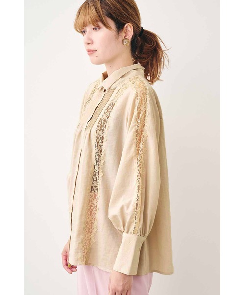 MEDE19F(メデジュウキュウ)の「MEDE19F リバーレース遣いのヴィンテージライクブラウス(シャツ/ブラウス・レディース・ベージュ/ブラック・LARGE/MEDIUM/X-LARGE/XX-LARGE)」の3枚目の写真