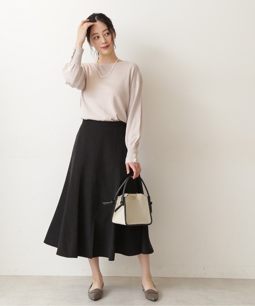 NATURAL BEAUTY BASIC（ナチュラルビューティーベーシック）の「パイピングボクシートート（トートバッグ・レディース・ブラック/カーキ・ﾌﾘ-）」の8枚目の写真