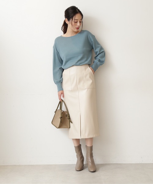 NATURAL BEAUTY BASIC（ナチュラルビューティーベーシック）の「パイピングボクシートート（トートバッグ・レディース・ブラック/カーキ・ﾌﾘ-）」の17枚目の写真