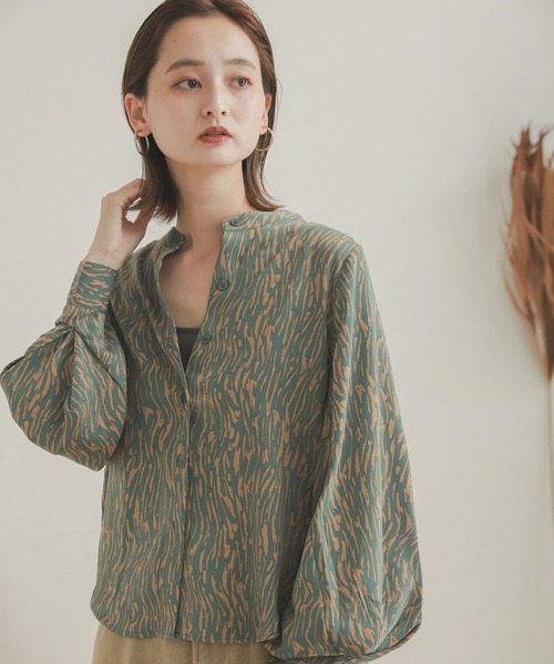 SENSE OF PLACE by URBAN RESEARCH（センスオブプレイスバイアーバンリサーチ）の「ソフトストライプタックスリーブシャツ（Tシャツ/カットソー・レディース・ブラック系その他/グリーン系その他/ベージュ系その他・ONE）」の5枚目の写真