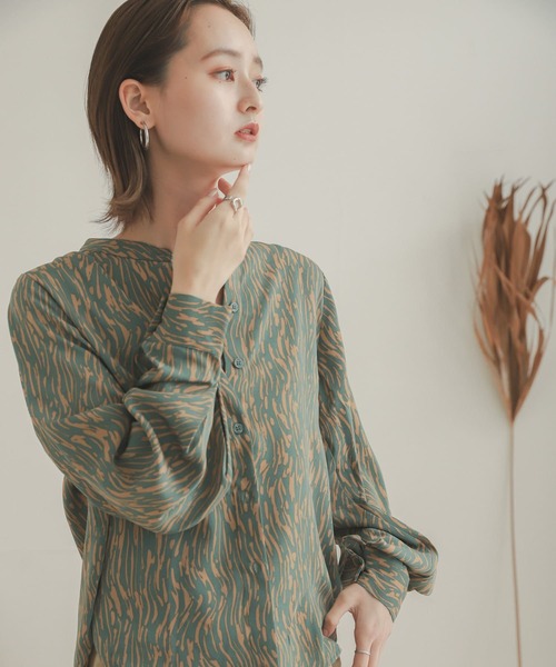 SENSE OF PLACE by URBAN RESEARCH（センスオブプレイスバイアーバンリサーチ）の「ソフトストライプタックスリーブシャツ（Tシャツ/カットソー・レディース・ブラック系その他/グリーン系その他/ベージュ系その他・ONE）」の6枚目の写真