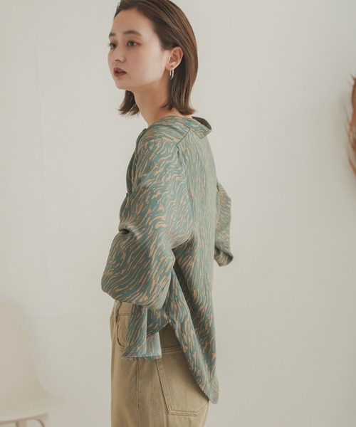 SENSE OF PLACE by URBAN RESEARCH（センスオブプレイスバイアーバンリサーチ）の「ソフトストライプタックスリーブシャツ（Tシャツ/カットソー・レディース・ブラック系その他/グリーン系その他/ベージュ系その他・ONE）」の7枚目の写真