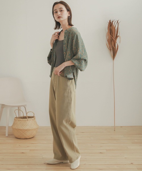 SENSE OF PLACE by URBAN RESEARCH（センスオブプレイスバイアーバンリサーチ）の「ソフトストライプタックスリーブシャツ（Tシャツ/カットソー・レディース・ブラック系その他/グリーン系その他/ベージュ系その他・ONE）」の12枚目の写真