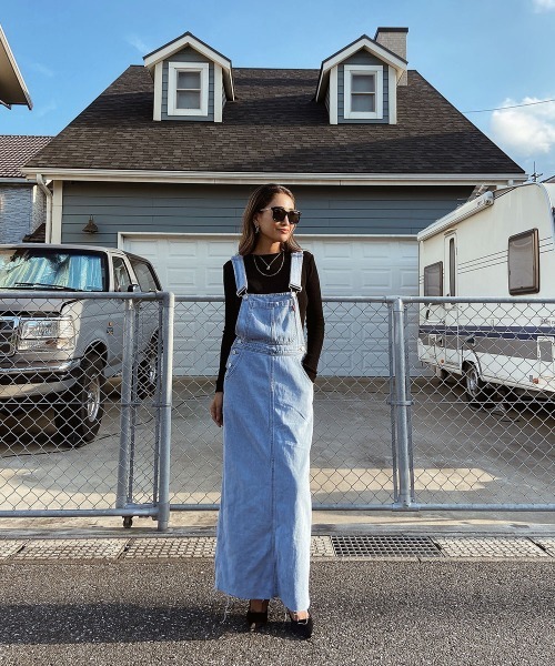 esutoreja（エストレジャ）の「ロングジャンパースカート（ジャンパースカート・レディース・ホワイト/ブラック/ブルー・FREE）」の12枚目の写真