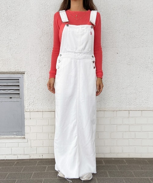 esutoreja（エストレジャ）の「ロングジャンパースカート（ジャンパースカート・レディース・ホワイト/ブラック/ブルー・FREE）」の5枚目の写真