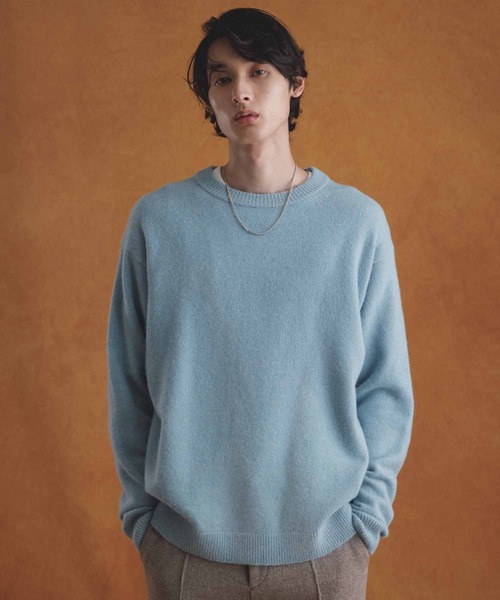 ADAM ET ROPE'（アダムエロペ）の「アルパカブレンド 7G クルーネック 天竺編みニット（ニット/セーター・メンズ・ダークブラウン/ベージュ系その他/ライトグリーン/ピンク系その他・M/L）」の3枚目の写真