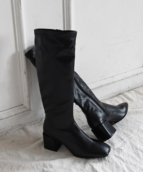 sango（sango）の「スクエアトゥヒールストレッチロングブーツ（ブーツ・レディース・ダークブラウン/アイボリー/ブラック/グレイッシュベージュ・3L/L/S/LL/M/SS）」の12枚目の写真