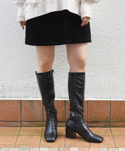 sango（sango）の「スクエアトゥヒールストレッチロングブーツ（ブーツ・レディース・ダークブラウン/アイボリー/ブラック/グレイッシュベージュ・3L/L/S/LL/M/SS）」の21枚目の写真