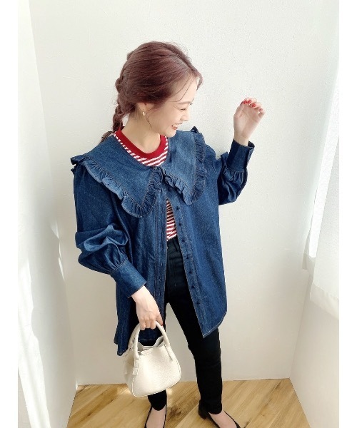 jumelle（ジュメロ）の「デニムブラウス（シャツ/ブラウス・レディース・ブルー・FREE）」の6枚目の写真