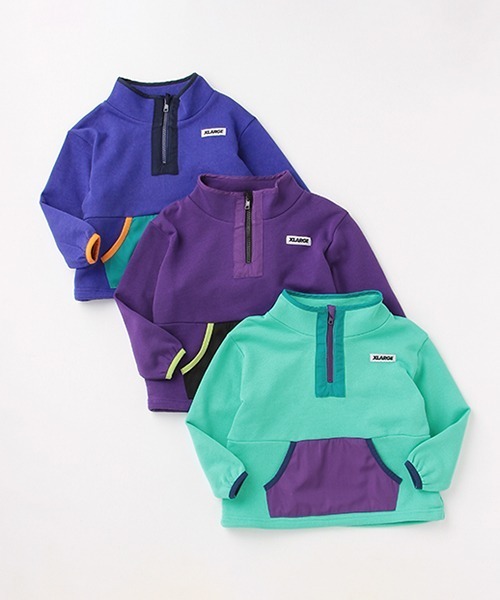 XLARGE KIDS（エクストララージキッズ）の「【ネット限定】別生地ポケットハーフジップ（スウェット・キッズ・ライトグリーン/ブルー/パープル・90cm/100cm/110cm/120cm/130cm/140cm）」の13枚目の写真