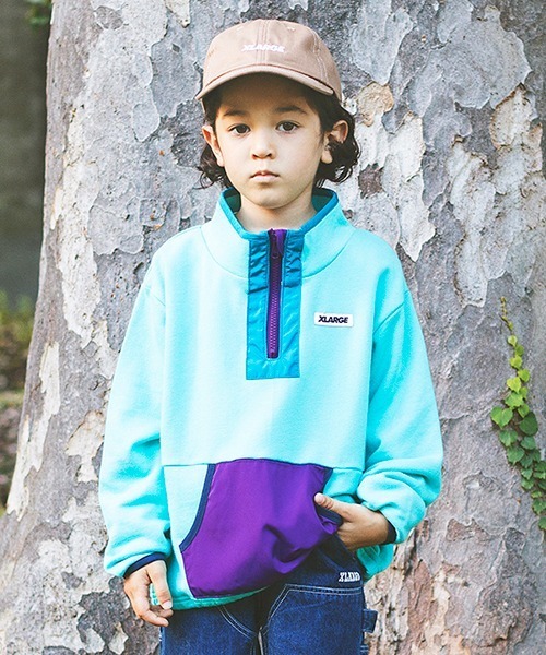 XLARGE KIDS（エクストララージキッズ）の「【ネット限定】別生地ポケットハーフジップ（スウェット・キッズ・ライトグリーン/ブルー/パープル・90cm/100cm/110cm/120cm/130cm/140cm）」の18枚目の写真